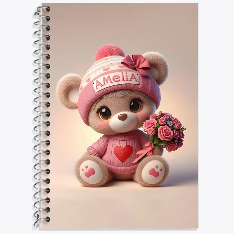 دفتر زبان 50 برگ خندالو مدل دو خط طرح خرس کیوت کد F5665