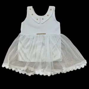 پیراهن دخترانه مدل A&S7173 رنگ سفید