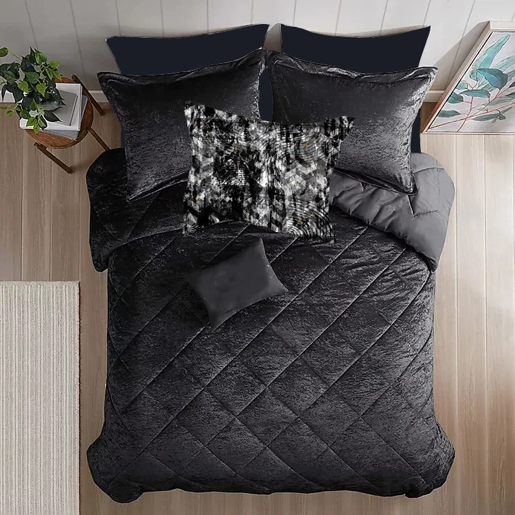 سرویس روتختی نوپه هوم مدل مخمل مینیمال کد N09 یک نفره 5 تکه به همراه روبالشی طرح دار مینیمال سه بعدی