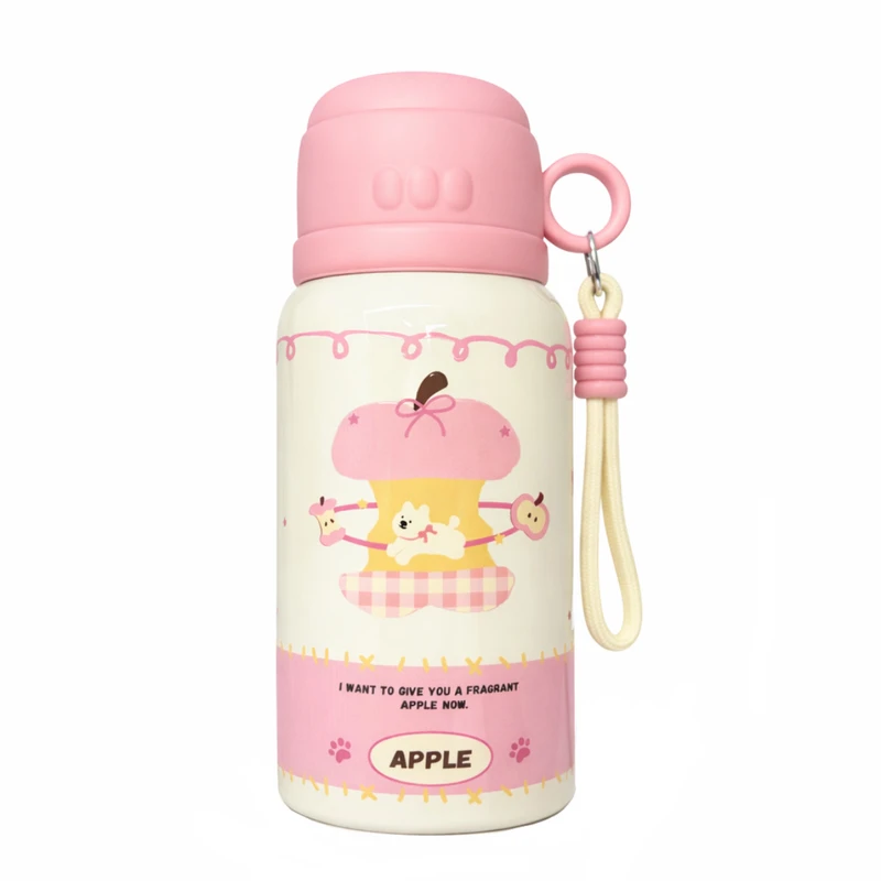 فلاسک کودک مدل Pink apple puppy گنجایش 0.5 لیتر