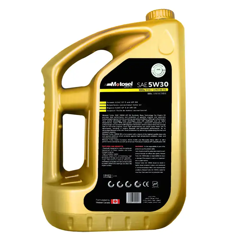 روغن موتور خودرو موتوسل مدل SN 5W_30 حجم 4.73 لیتر