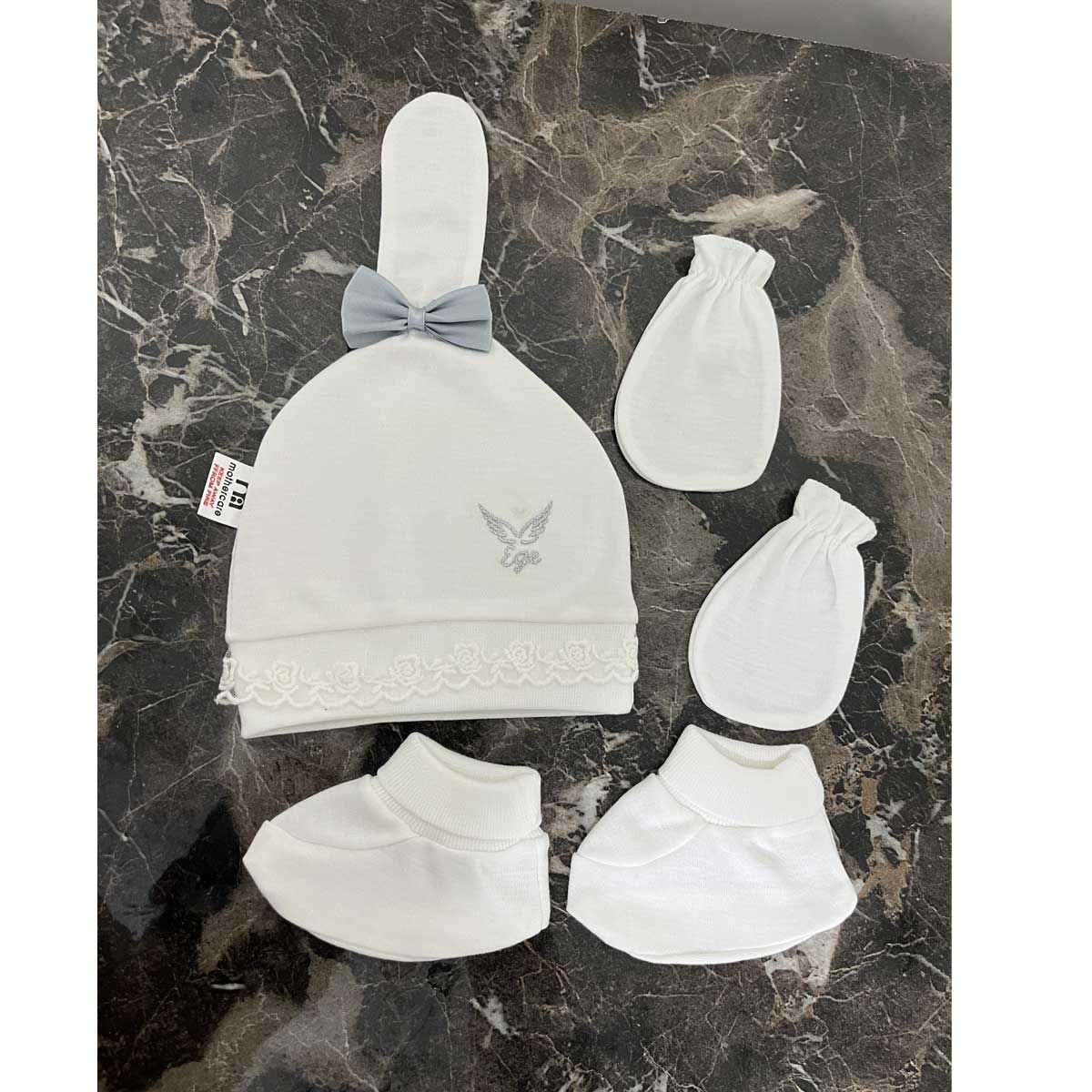 ست کلاه و دستکش و پاپوش نوزادی مادرکر مدل شیپوری BABY FLY -  - 4
