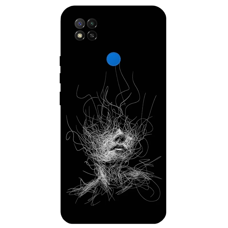 کاور مگافون طرح اسکچ صورت مدل 7423 مناسب برای گوشی موبایل شیائومی Redmi 9 Active