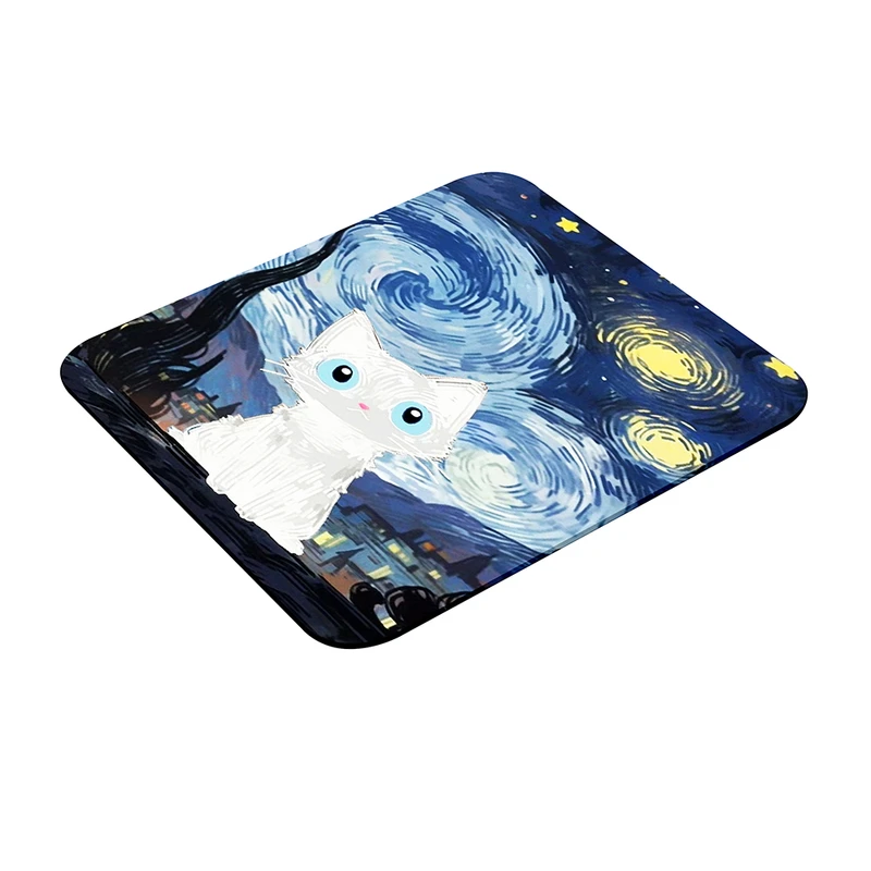 ماوس پد طرح گربه در شب پرستاره ونگوگ مدل The Starry Night کد 09