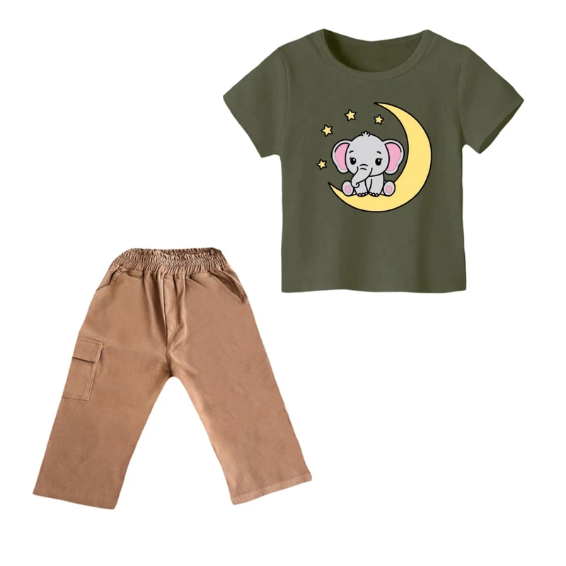 ست تی شرت و شلوارک دخترانه مدل فیل کد ۶