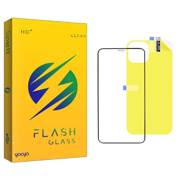 محافظ صفحه نمایش شیشه ای یاکیا مدل Yac مناسب برای گوشی موبایل اپل iPhone 11 Pro Max  به همراه محافظ پشت گوشی
