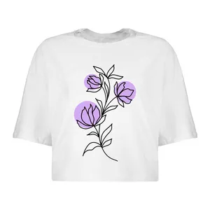 کراپ‌تاپ آستین کوتاه زنانه مدل گل کد L101 S