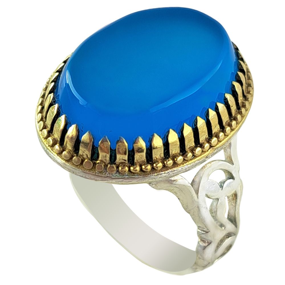 انگشتر نقره مردانه ملک زیور مدل عقیق طرح اسلیمی کد 355 -  - 1