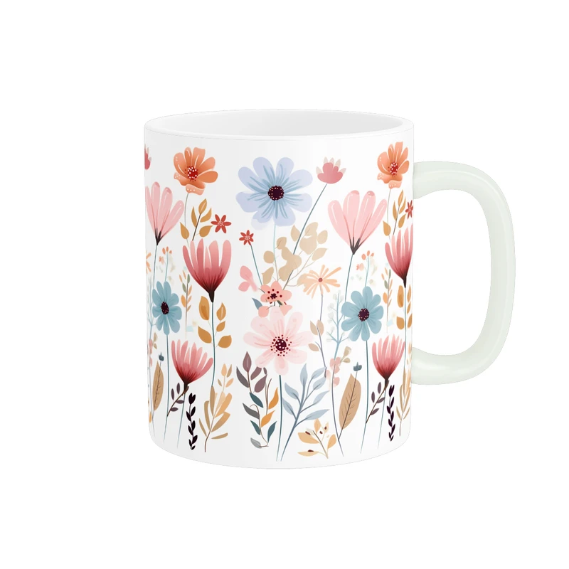 ماگ طرح گل های بهاری شاد تم لایت کد 274