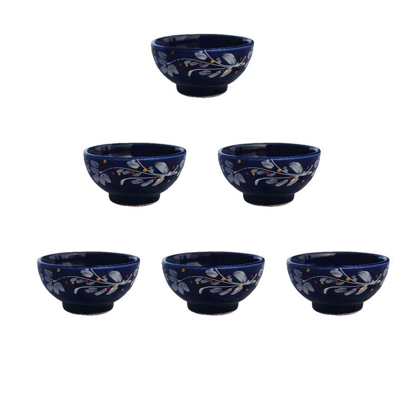 کاسه سفالی مدل ترشی خوری طرح گل بسته 6 عددی