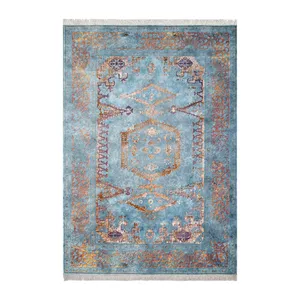 فرش ماشینی زانیس مدل مدرن طرح بختیاری زمینه آبی