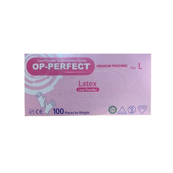 دستکش لاتکس اپی پرفکت مدل کم پودر سایز بزرگ بسته 100 عددی