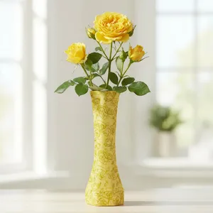گلدان دکوری رومیزی مدل شکوفه esp1000، بسته 10 عددی، ابعاد 18×10×27.5 سانتی‌متر، وزن 100 گرم