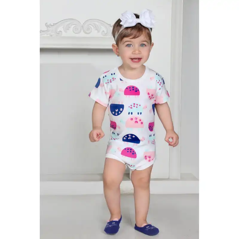 بادی آستین کوتاه نوزادی بی بی وان مدل لاک پشت