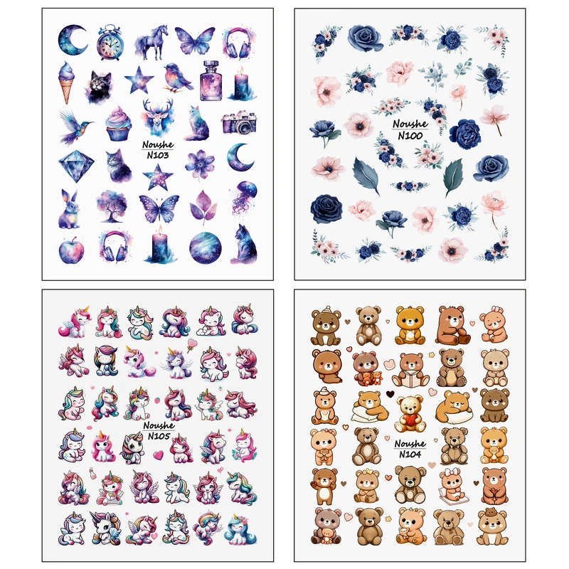 برچسب لنز ناخن مدل کیوت کد N100-103-104-105 مجموعه 4 عددی