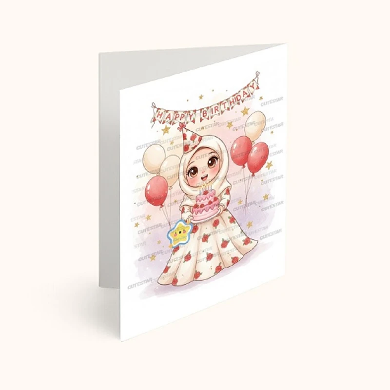 کارت دعوت کیوت استار مدل تولد تم دختر و رز مجموعه 6 عددی