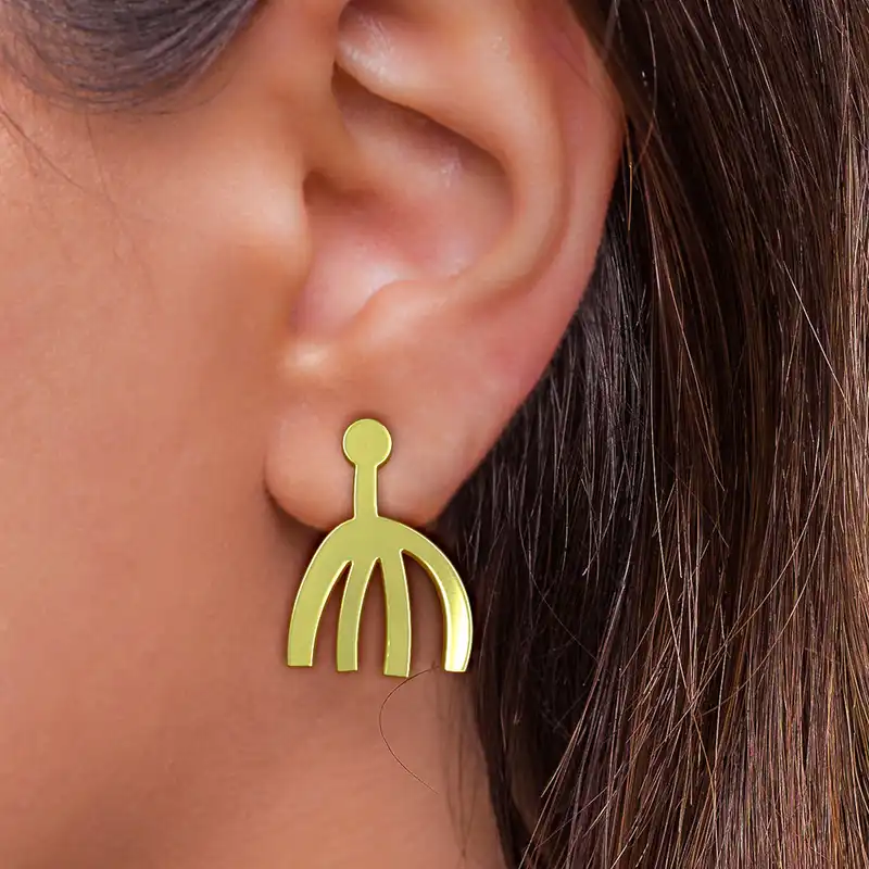 گوشواره طلا 18 عیار زنانه مدوپد مدل هندسی کد GA1-15042