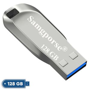 فلش مموری فلزی سمگپرس مدل HIGH SPEED ظرفیت 128 گیگابایت با رابط USB 2.0، سرعت خواندن 20 مگابایت بر ثانیه، طراحی بدون درپوش و شیار اتصال بند، سازگار با تمامی سیستمعاملها و دستگاههای موبایل، کامپیوتر، لپتاپ و تلویزیون