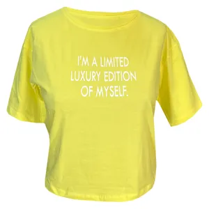 تی شرت آستین کوتاه زنانه مدل limited کد 1479 رنگ زرد