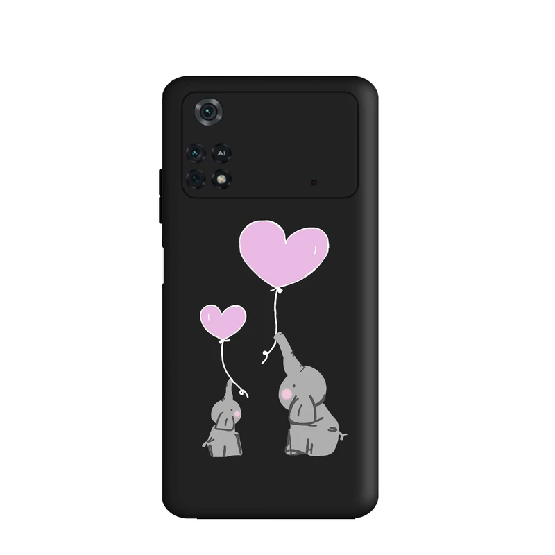 کاور قاب گارد طرح فیل قلب صورتی کد s6833 مناسب برای گوشی موبایل شیائومی Poco M4 Pro 4G