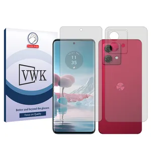 VWK Tough model transparent screen protector suitable for Motorola Moto G84 mobile phone along with the back protector