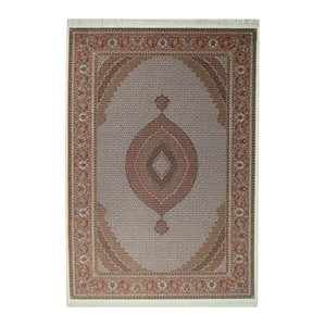 فرش ماشینی آذردکور طرح ماهی مارال خوی کد 1825 زمینه کرم 