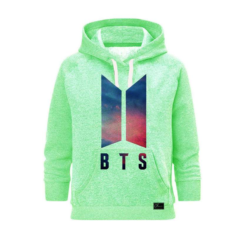 هودی زنانه مدل BTS کد J01 رنگ سبز