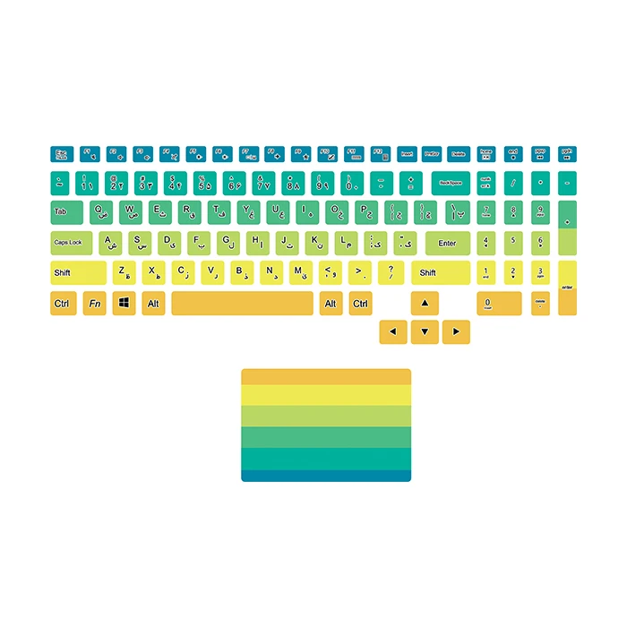 برچسب حروف فارسی کیبورد توییجین و موییجین مدل colors 05 مناسب برای لپ تاپ لنوو Legion به همراه استیکر تاچ پد
