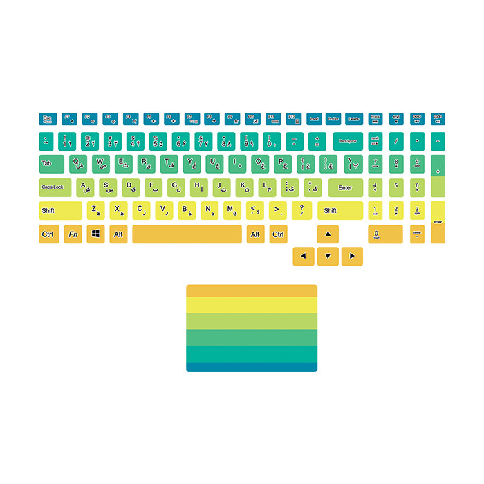 برچسب حروف فارسی کیبورد توییجین و موییجین مدل colors 05 مناسب برای لپ تاپ لنوو Legion به همراه استیکر تاچ پد