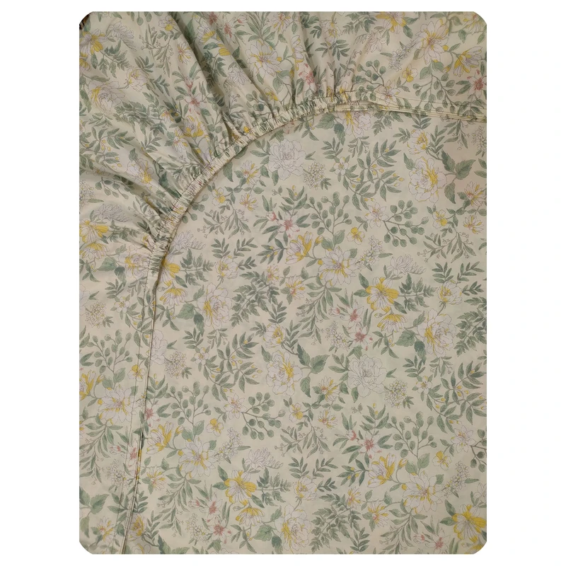 ملحفه کتان نخ پانیذ پود مدل ترنم کد P121-1 دو نفره سایز 200x140 سانتی‌متر