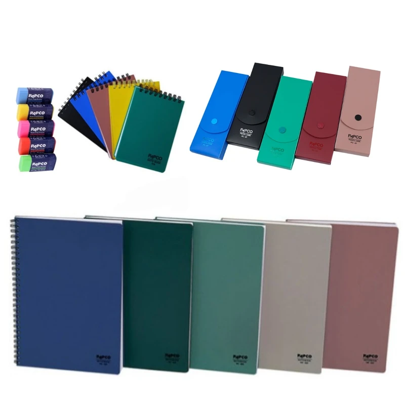 دفتر مشق 100 برگ پاپکو مدل 620 به همراه دفتر یادداشت و جامدادی و پاک کن بسته 20 عددی