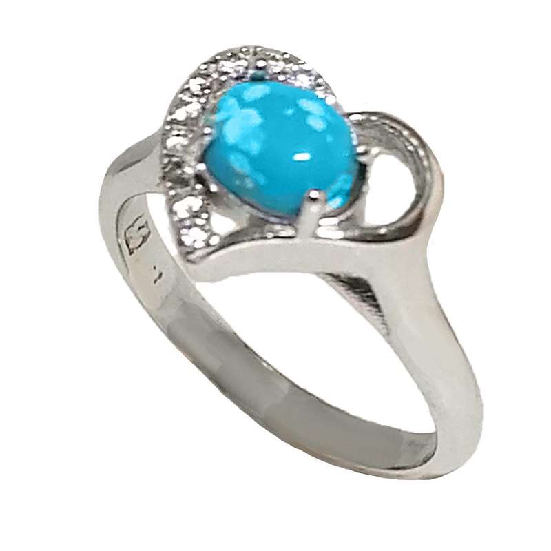 انگشتر نقره زنانه مدل فیروزه نیشابور FW3056