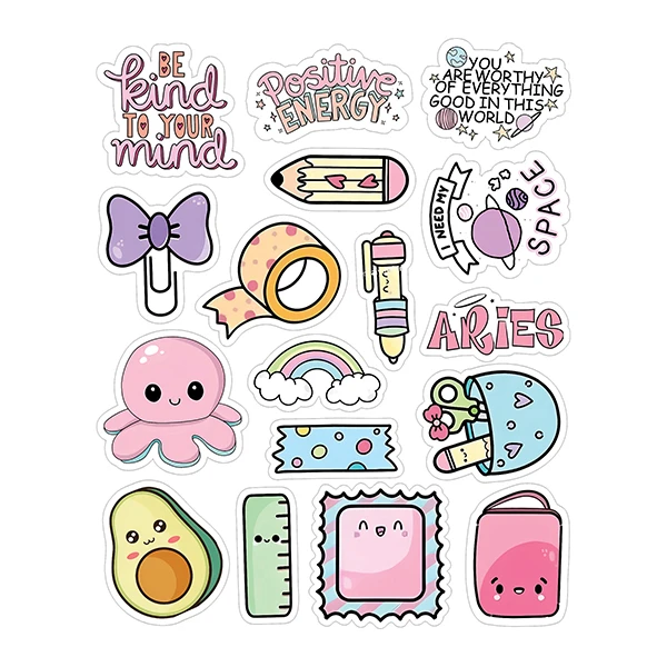 استیکر لپ تاپ توییجین و موییجین طرح cool کد 12 مجموعه 17 عددی