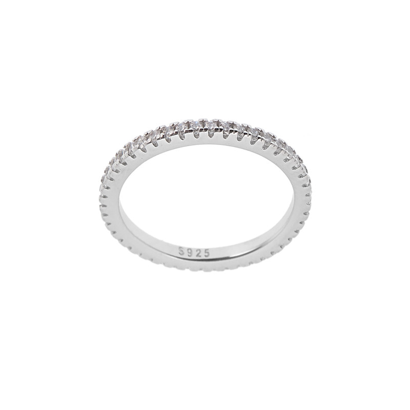 انگشتر نقره زنانه مدل دور نگین ظریف جواهری کد 145521