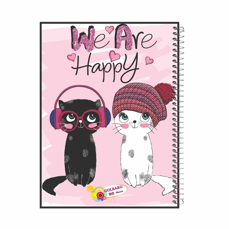 دفتر مشق 80 برگ گلبرگ طرح گربه عاشق  کد 10003