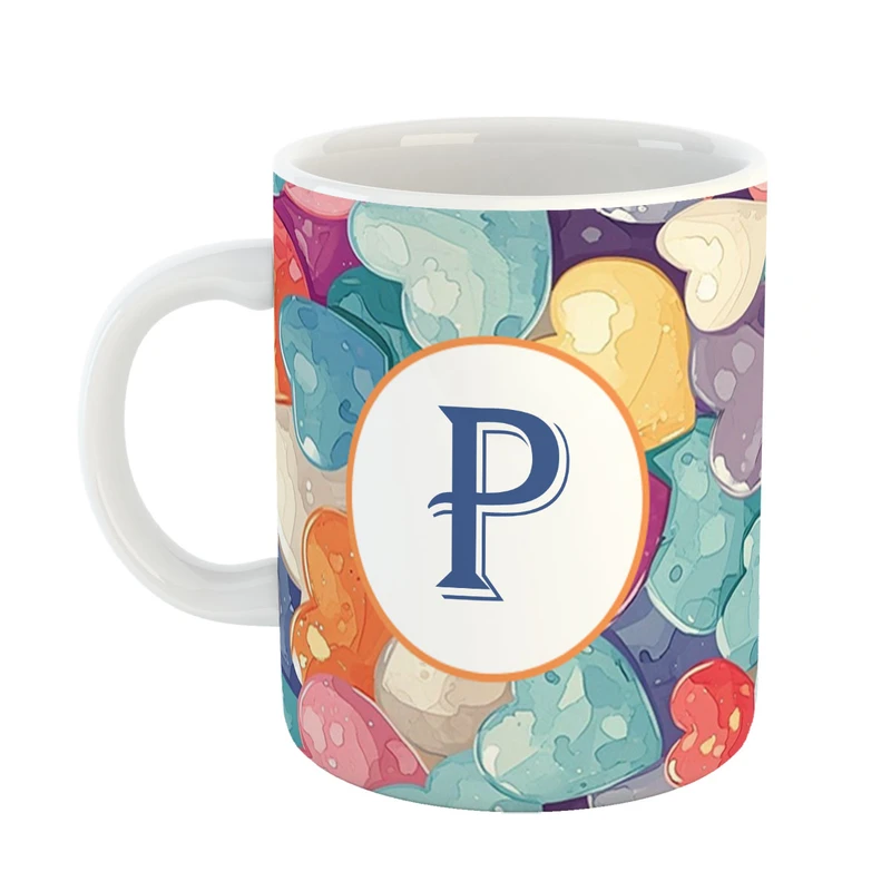 ماگ پادآفرین مدل فانتزی طرح حرف P کد 22