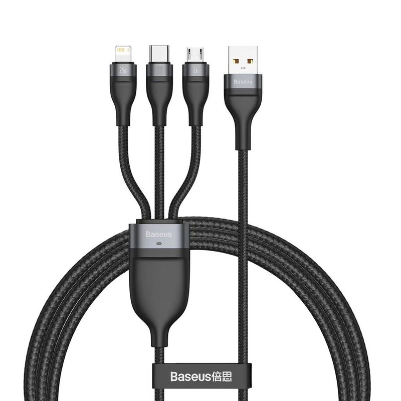 کابل تبدیل USB به لایتنینگ /USB-C/ microUSB باسئوس مدل Data Cable-66W طول 1.2 متر