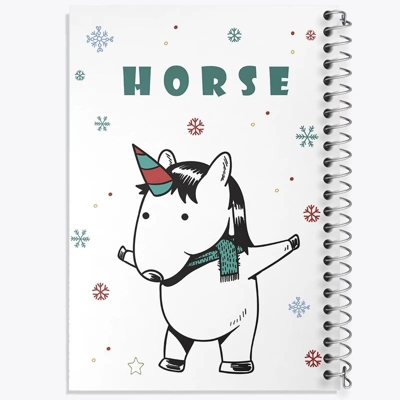 دفتر شطرنجی 50 برگ خندالو طرح اسب تک شاخ کیوت کد N2536