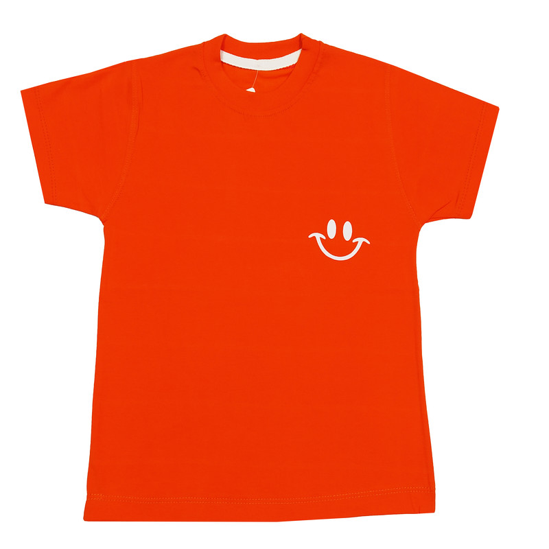 تی شرت آستین کوتاه بچگانه مدل لبخند رنگ نارنجی
