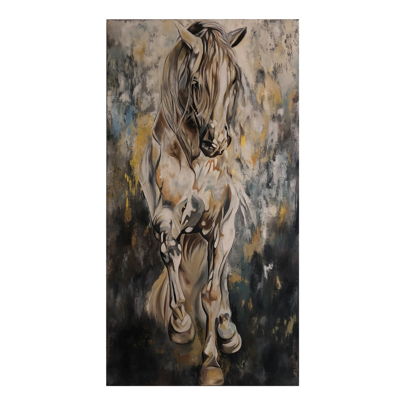 تابلو نقاشی رنگ روغن مدل اسب تازی