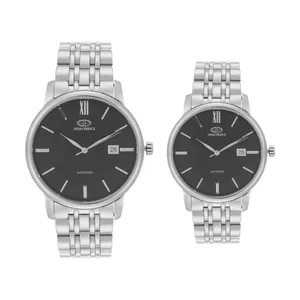 ست ساعت مچی عقربه ای سوئیس پرینس  زنانه و مردانه مدل 816 -SLIVER BLACK