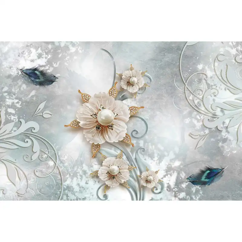 پوستر دیواری طرح گل و مروارید کد 4519