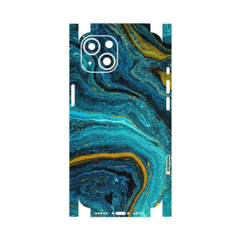 برچسب پوششی ماهوت مدل Turquoise marblewith golden streaks-FullSkin مناسب برای گوشی موبایل اپل iPhone 13