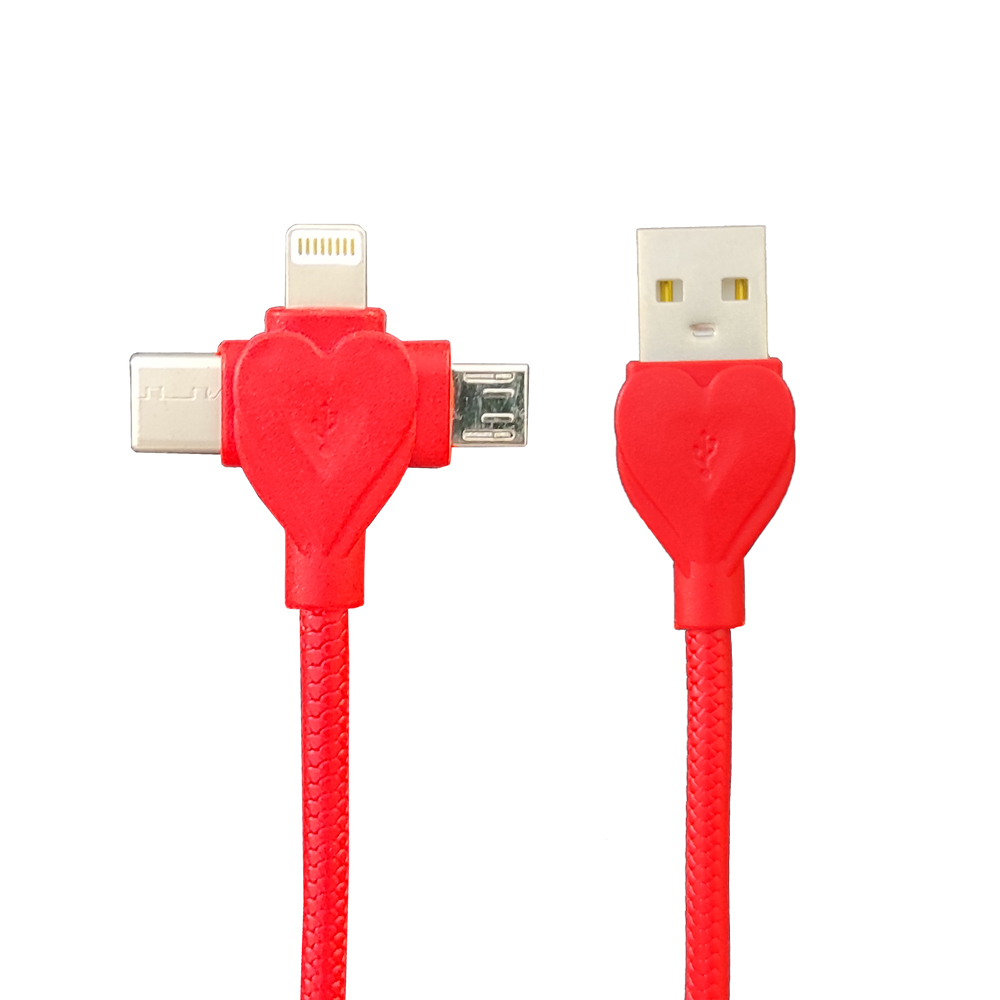 کابل تبدیل USB به لایتنینگ / USB-C / microUSB مدل LMT-132 طول 1 متر