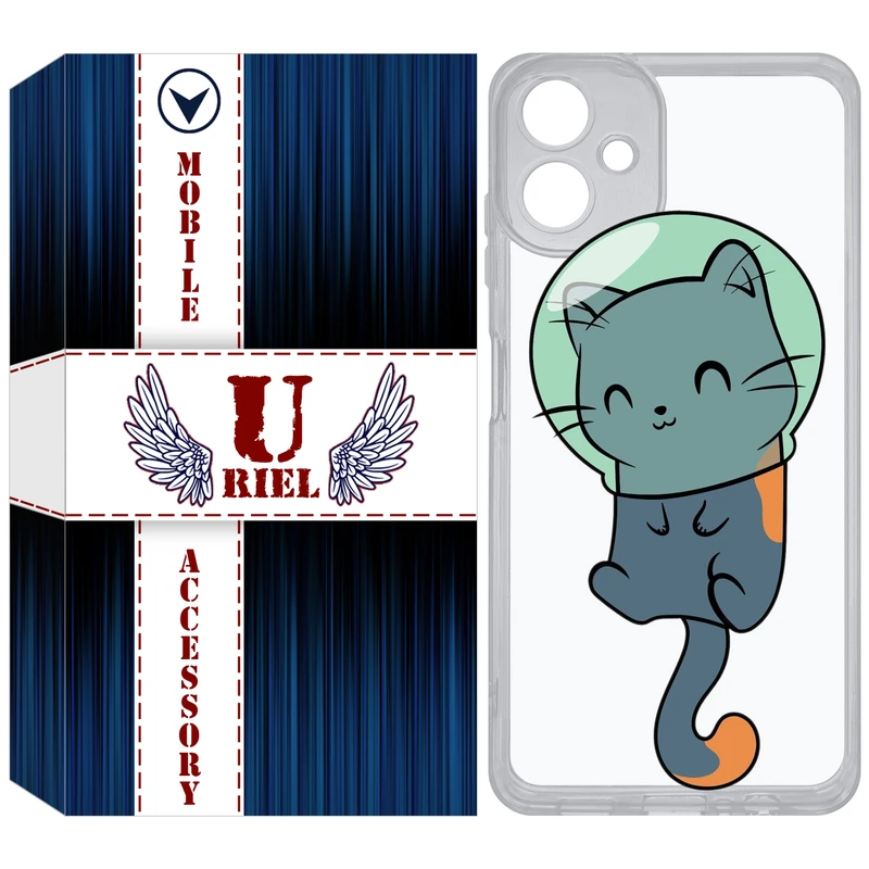 کاور یوریل مدل Clear کد 61 طرح گربه مناسب برای گوشی موبایل سامسونگ Galaxy A06