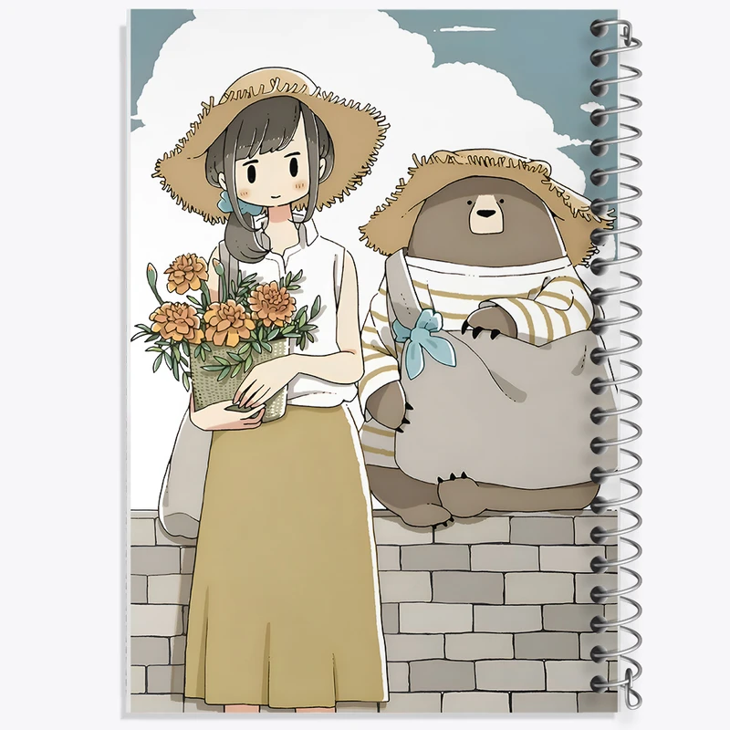 دفتر ژورنال نویسی 50 برگ خندالو مدل نقطه ای طرح دختر و خرس کد N3443