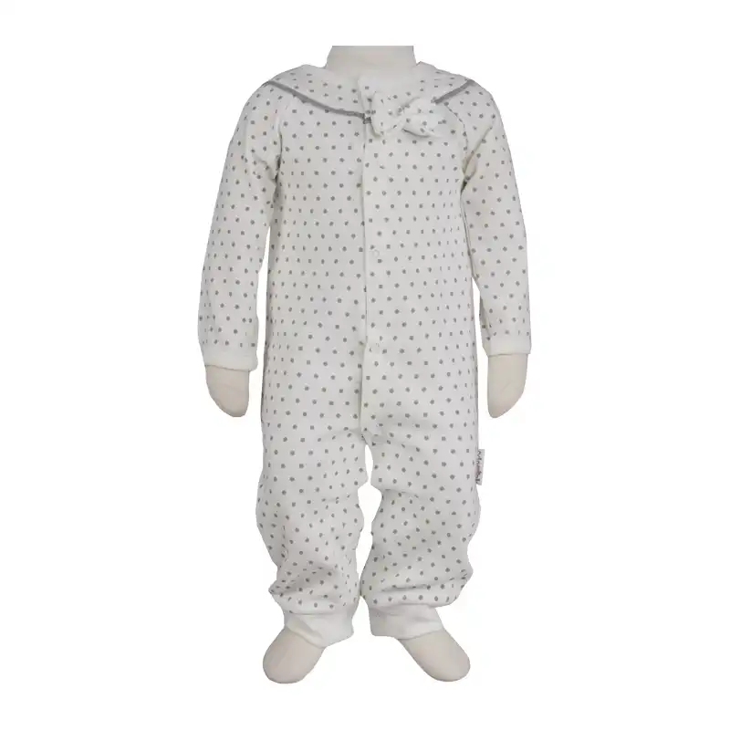 ست سرهمی و کلاه نوزادی آدمک کد 138701 رنگ استخوانی