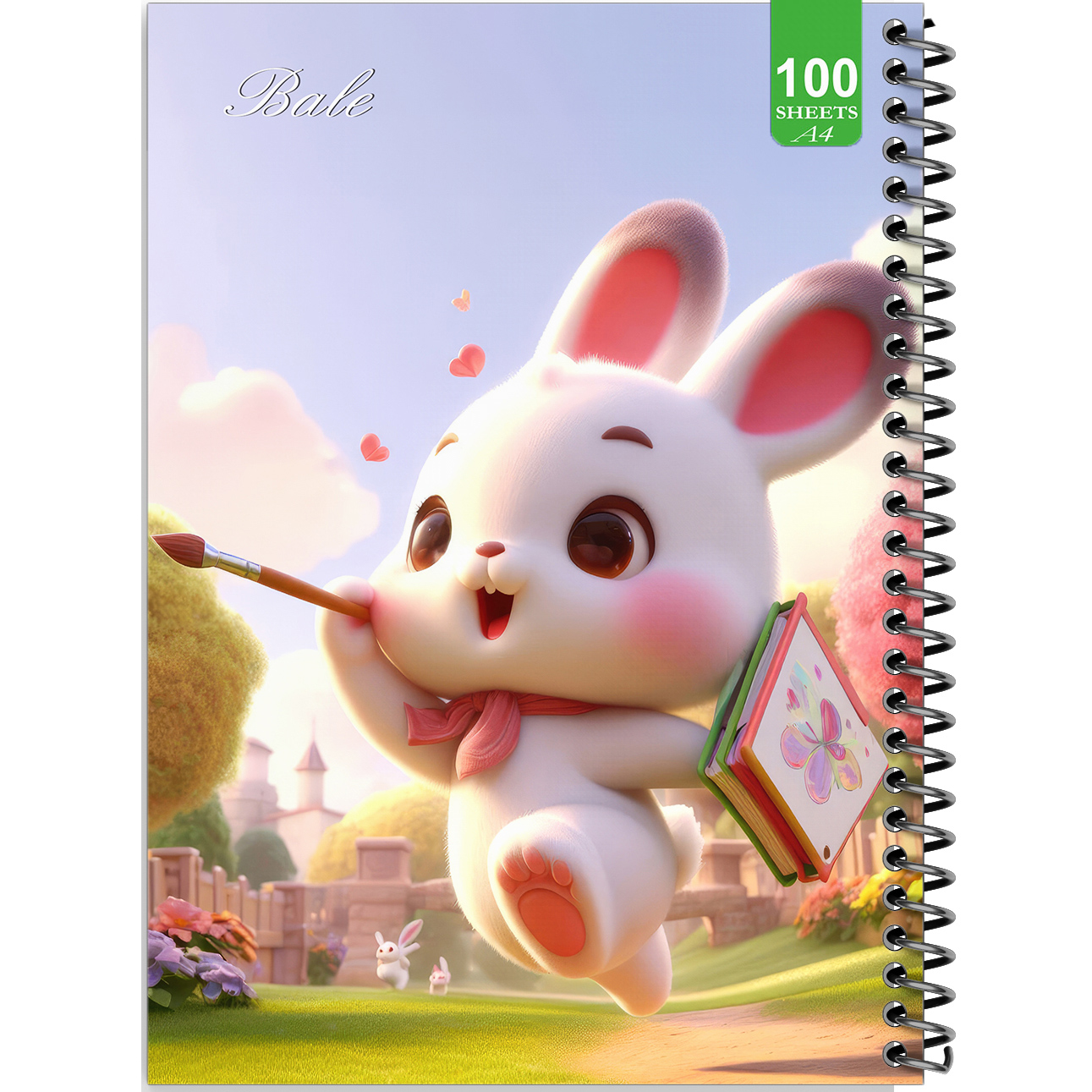 دفتر نقاشی 100 برگ بله طرح فانتزی خرگوش کوچولوی نقاش کد A4-N199
