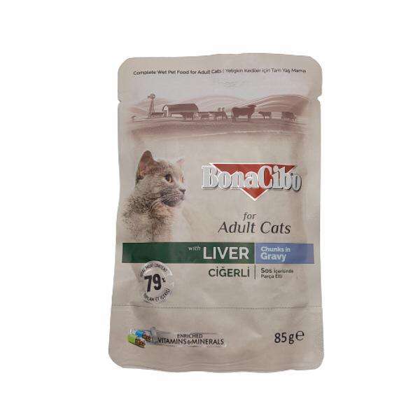  غذای پوچ گربه بوناسیبو مدل Liver وزن 85 گرم مجموعه 12 عددی