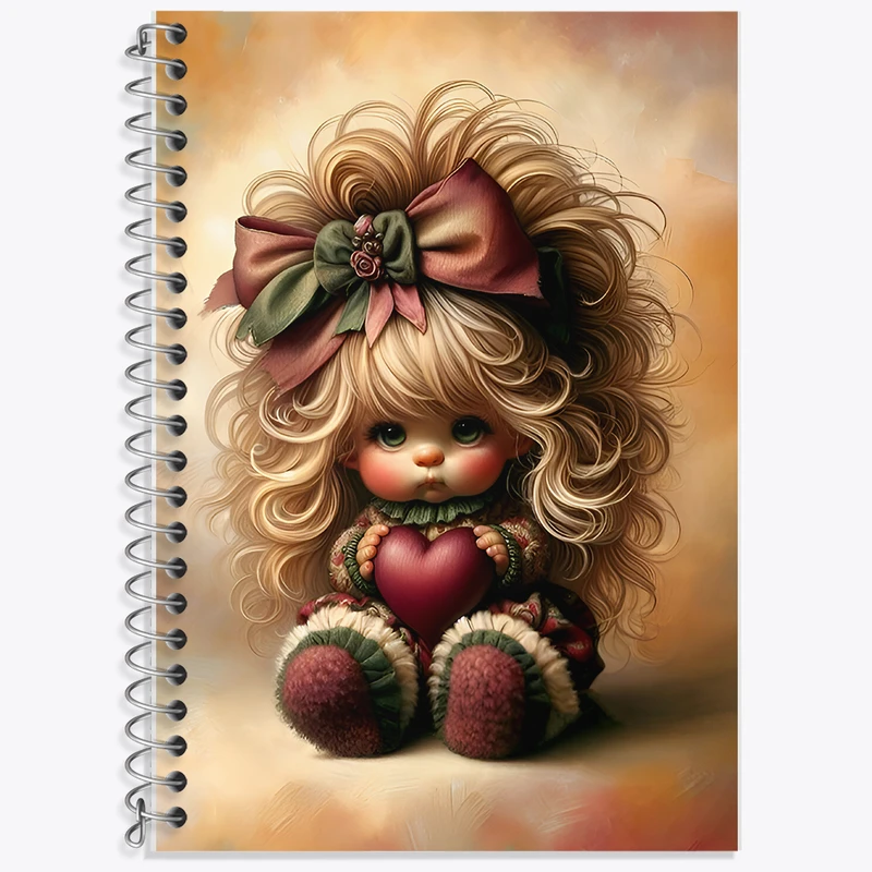 دفتر زبان 50 برگ خندالو مدل دو خط طرح دخترانه کیوت کد F7508